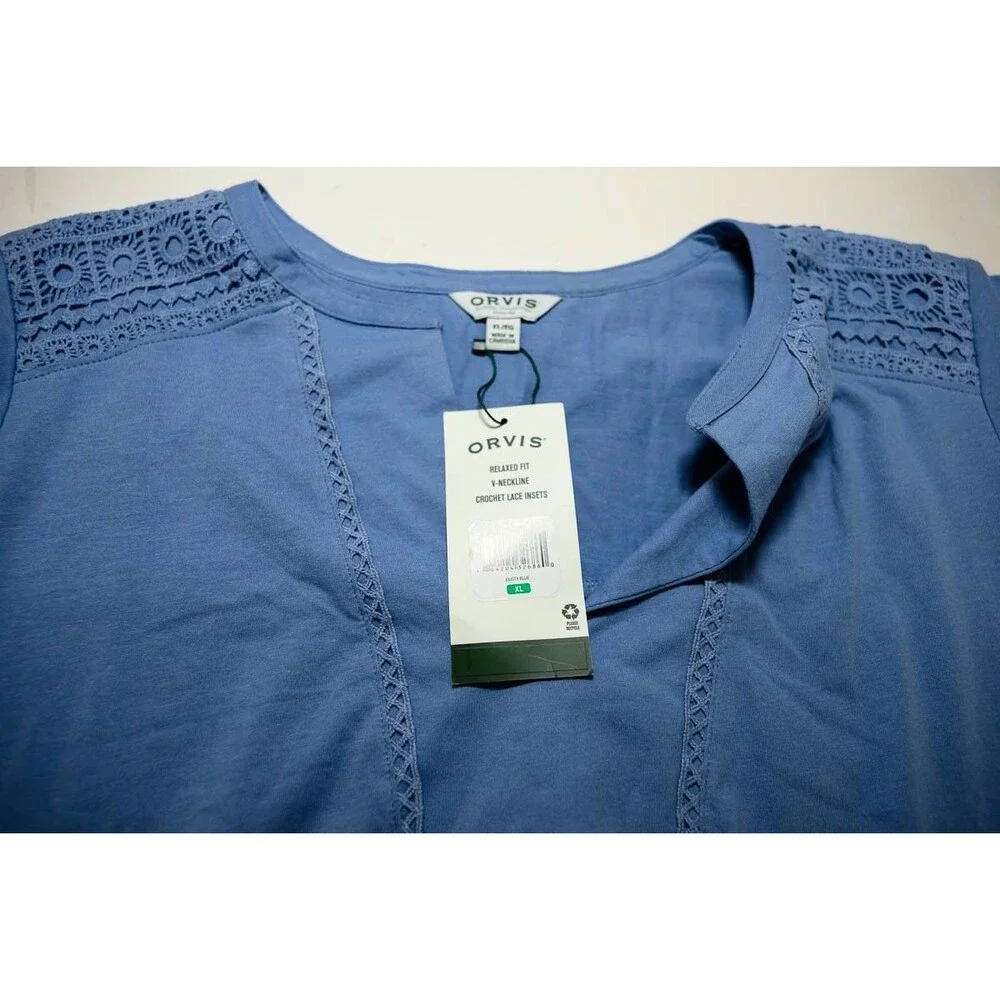 Orvis Classic Collection Shirt XL New Anna Crochet Top Short Sleeve - Picture 5 of 7